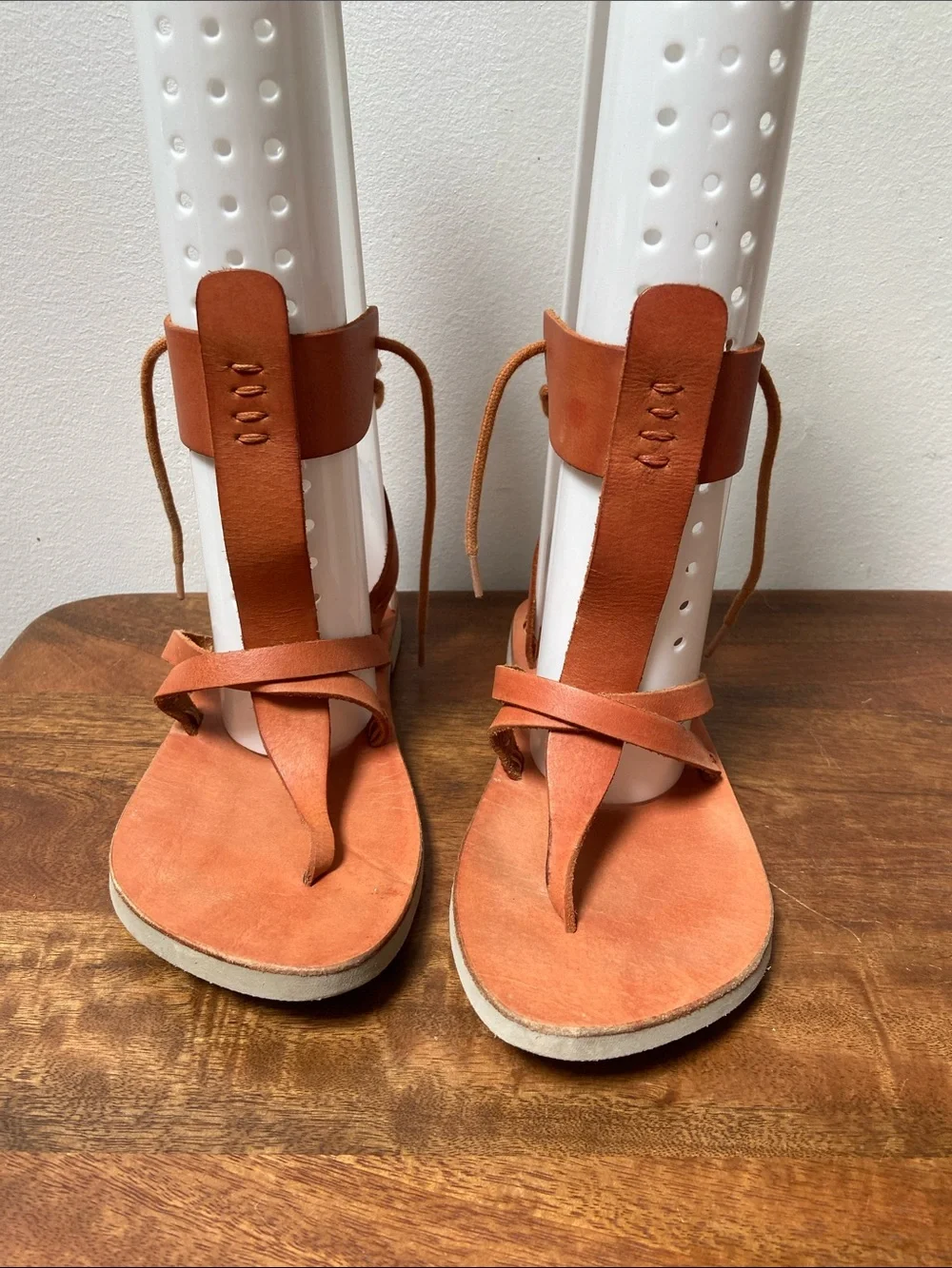 Free People Wraparound Tan Brown Leather Strappy Sandals